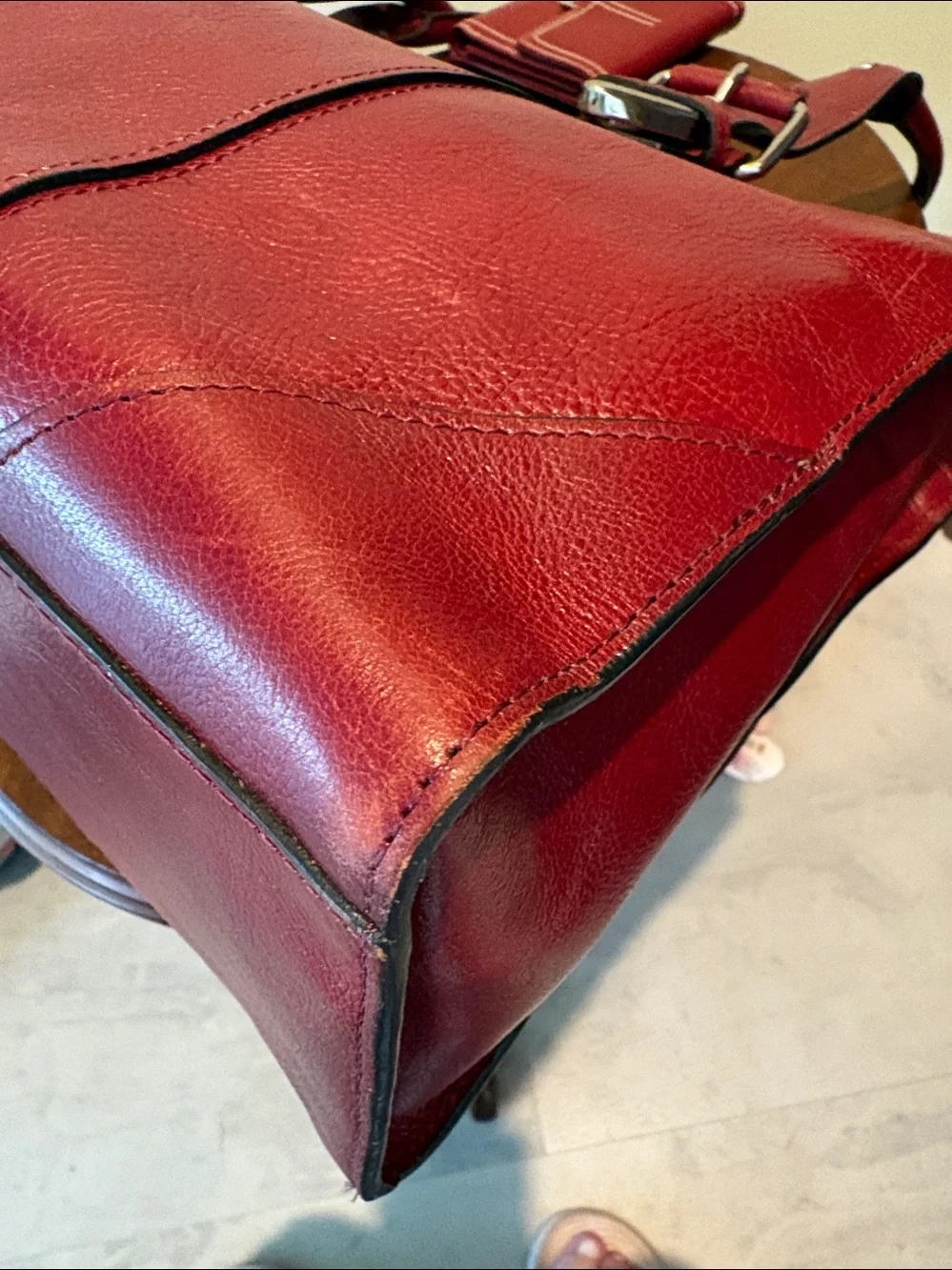 Wilsons Leather  computer case  business bag  tote  deep red leather 3 compartme